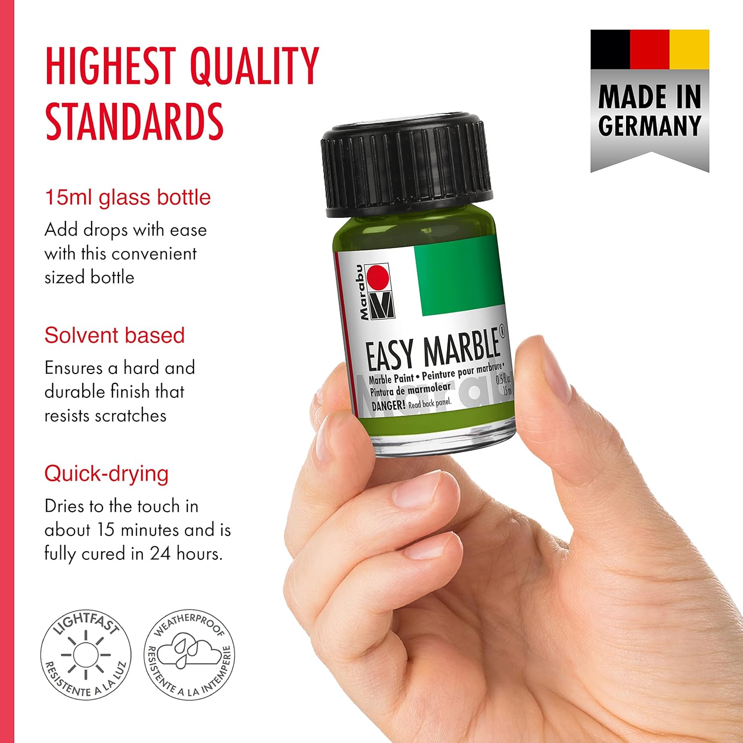 Marabu Easy Marble Paint Set - 14 Basic and Pastel Colors Marbling Paint Kit for Kids and Adults - Hydro Dipping, Tumbler Making, Paper - 2022 Release