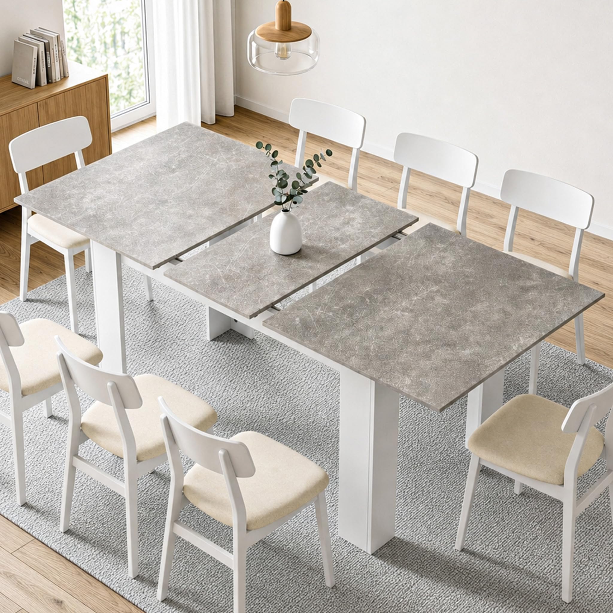 Mondeer Extendable Dining Table 140-180cm for 6-8 People,Kitchen Table
