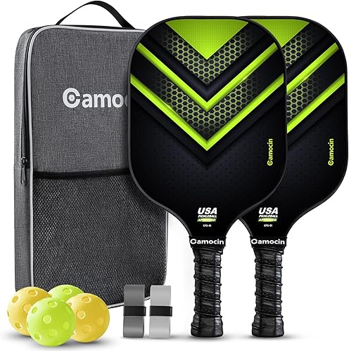 Miniatura 1 de Juego de 1 palas de pickleball  2  4, fibra de vidrio aprobada por USAPA  Juego de pickleball de fibra de carbono con raquetas de pickleball, bolas