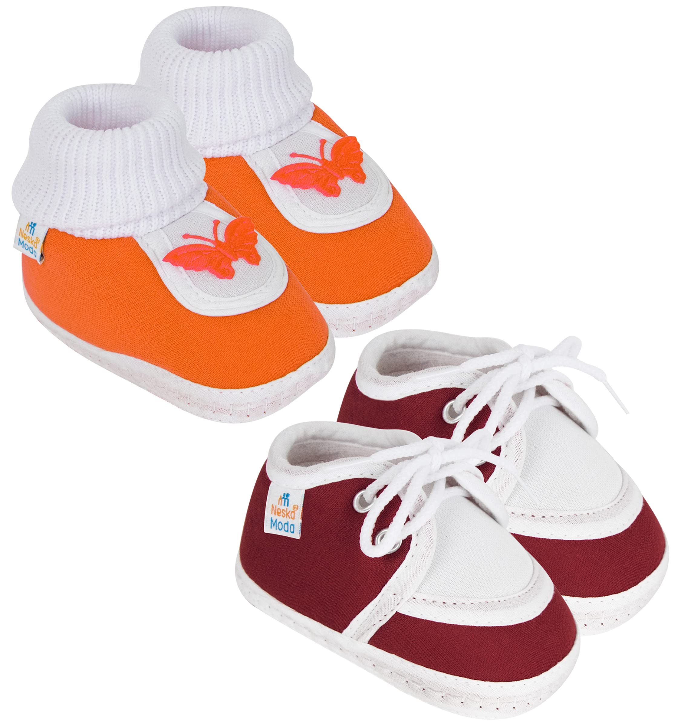 Pack of 2 Unisex Baby Booties (Maroon,Orange)-image-21
