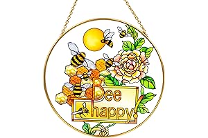 Bee Happy Decor: Exquisite Stained Glass Suncatcher for Cheerful Window Adornment