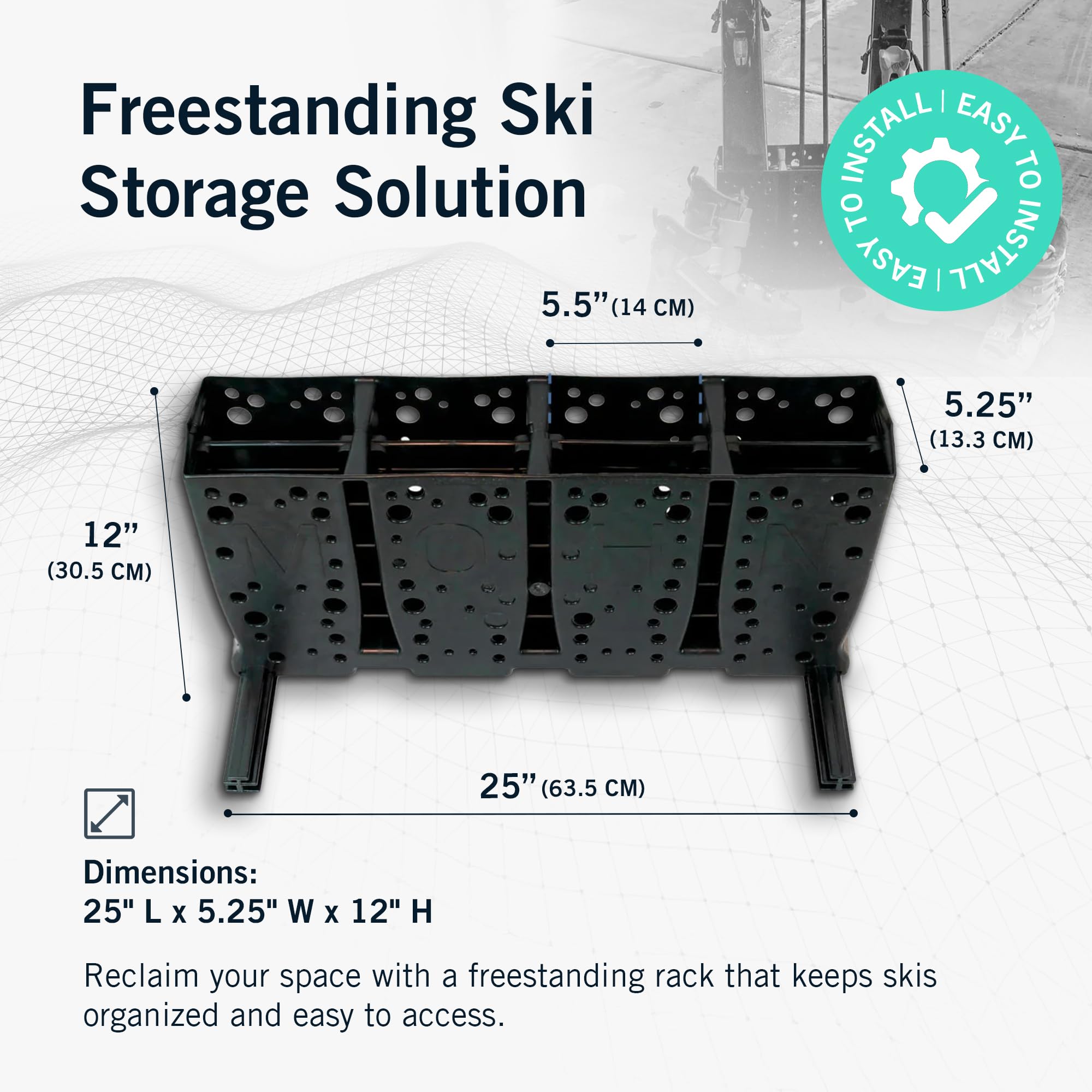 StoreYourBoard Portasci, 4 paia per sci da pavimento, montaggio indipendente, (Sci larghi)