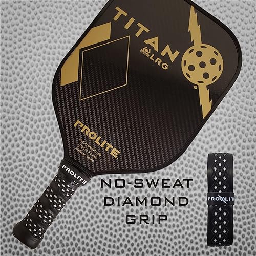 Miniatura 3 de PROLITE Agarre de diamante sin sudor (base blanca) para palas de pickleball, raquetball, squash, tenis de plataforma, bádminton y más