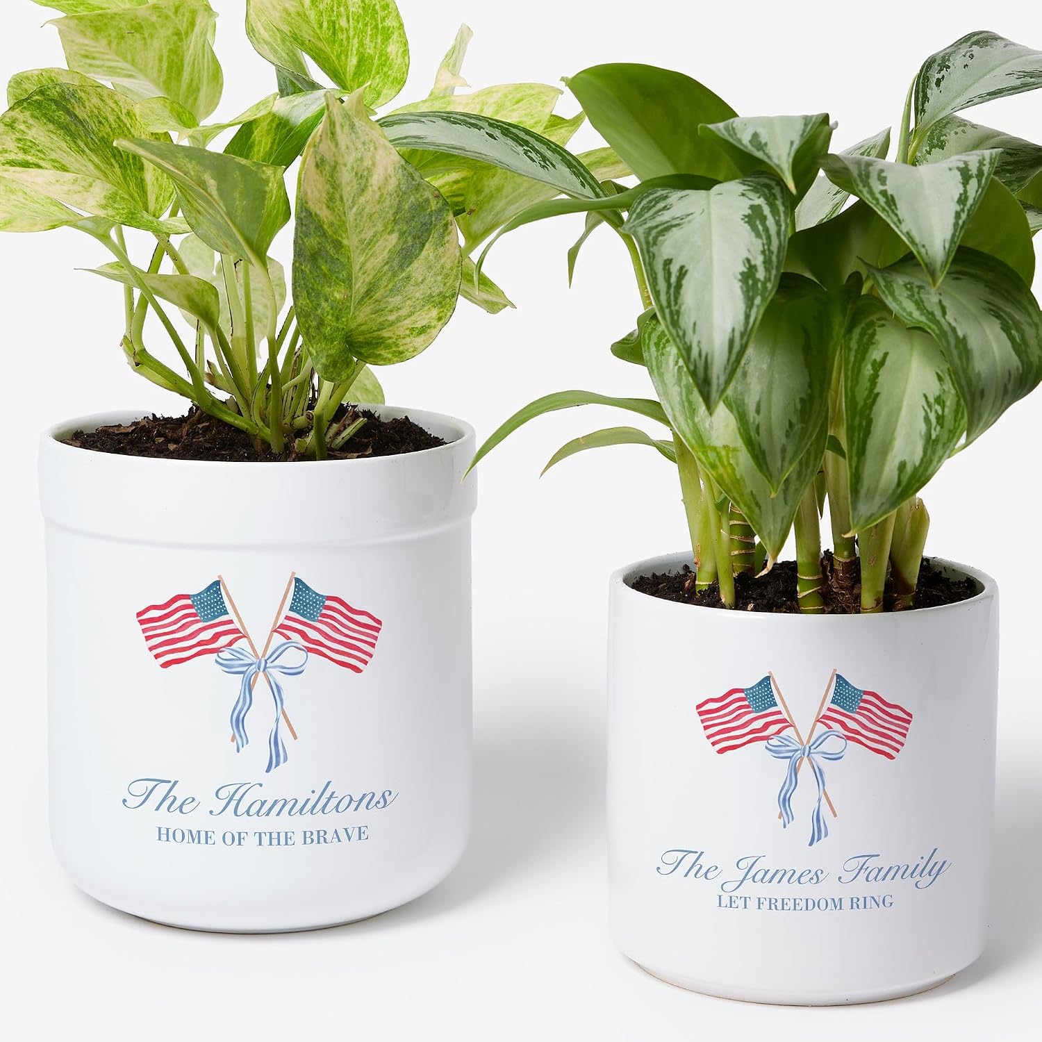 Personalization Universe Watercolor Freedom Personalized Large Outdoor Flower Pot
