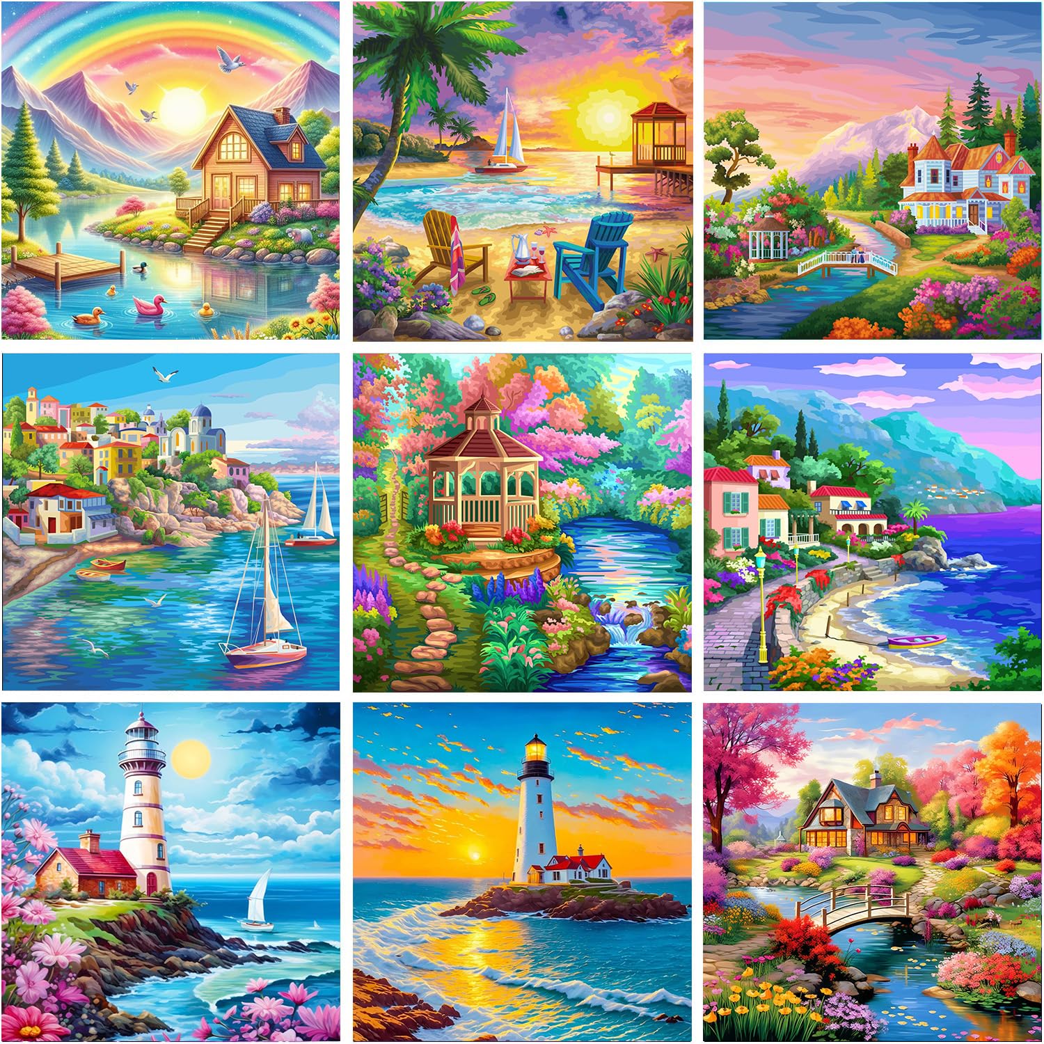 WHATWEARS 4 stuks Diamond Painting set voor volwassenen