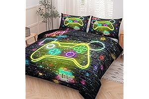Gamer Bedding Set Twin: NINENINE Gaming Comforter Set for Boys