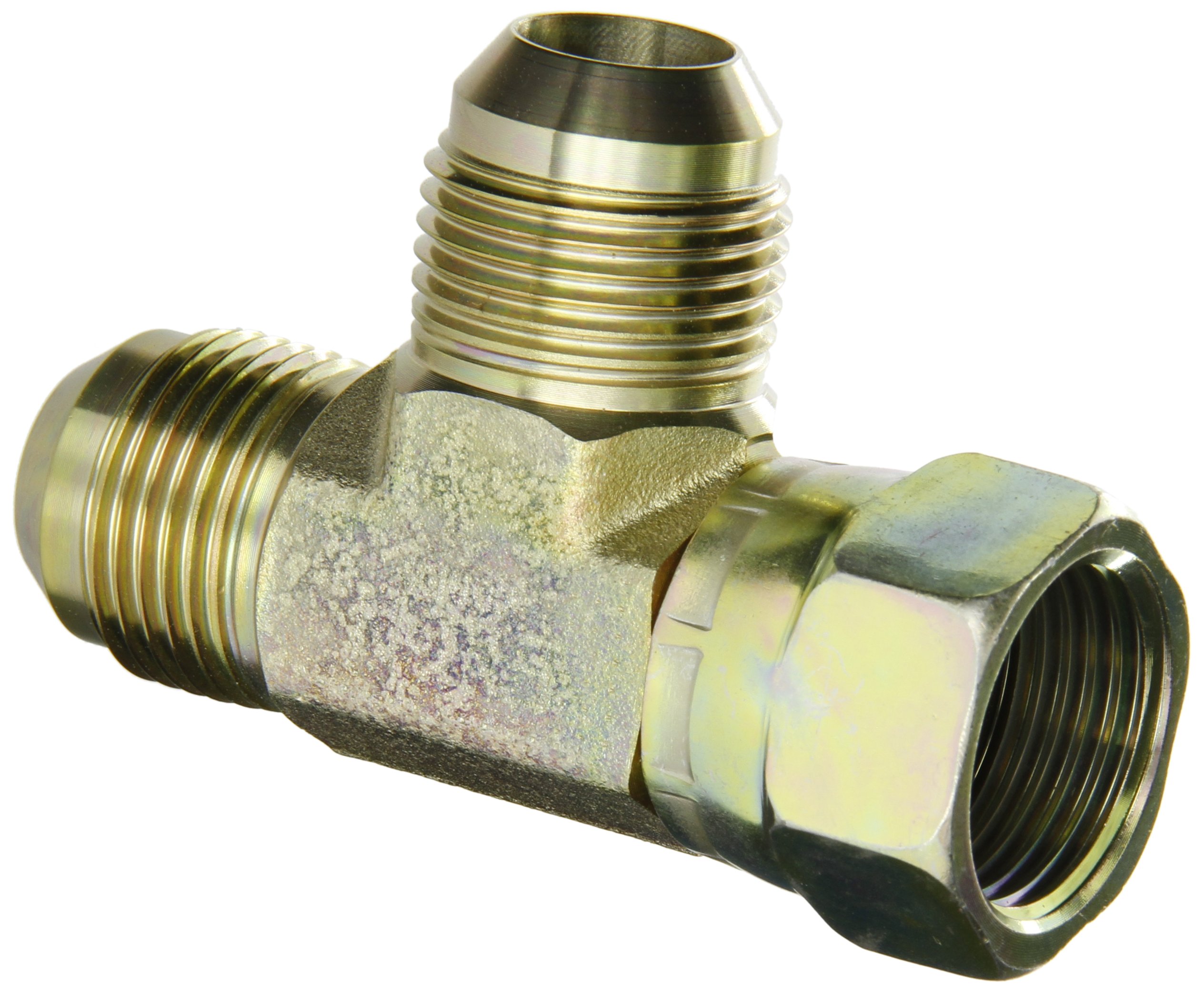 Eaton Aeroquip 203102-12-12S Swivel Nut Run Tee, JIC 37 Degree End Types, Carbon Steel, 3/4 JIC(f) x 3/4 JIC(m) End Size, 3/4