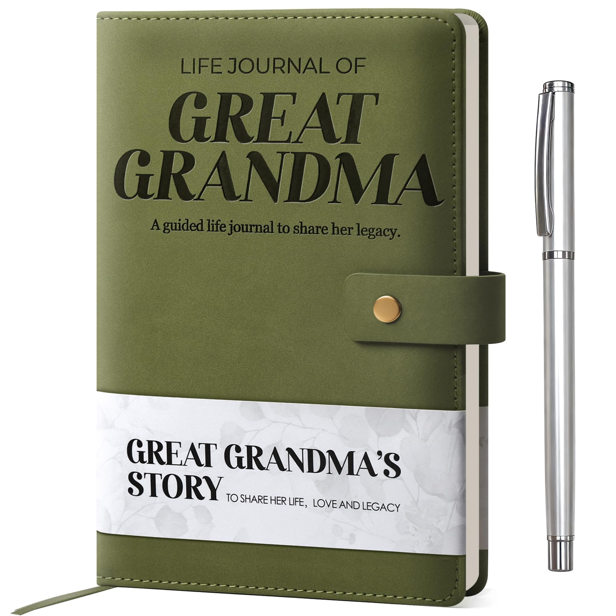 YDCUV Great Grandma I Want to Know Your Life Story Leather Journal (Hardcover) - Birthday Gifts for Great Grandma - Guided Journal to Share Her Life Story - Ideal Gifts for Mothers Day from Grandkids