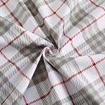 Marina Decoration 600 Thread Count Home Bedding Bedroom Soft Bedsheet Deep Pocket Hotel Standard Percale All Season 4 Pieces Printed Cotton Sheet Set, Grey White Tartan Pattern Double/Full Size