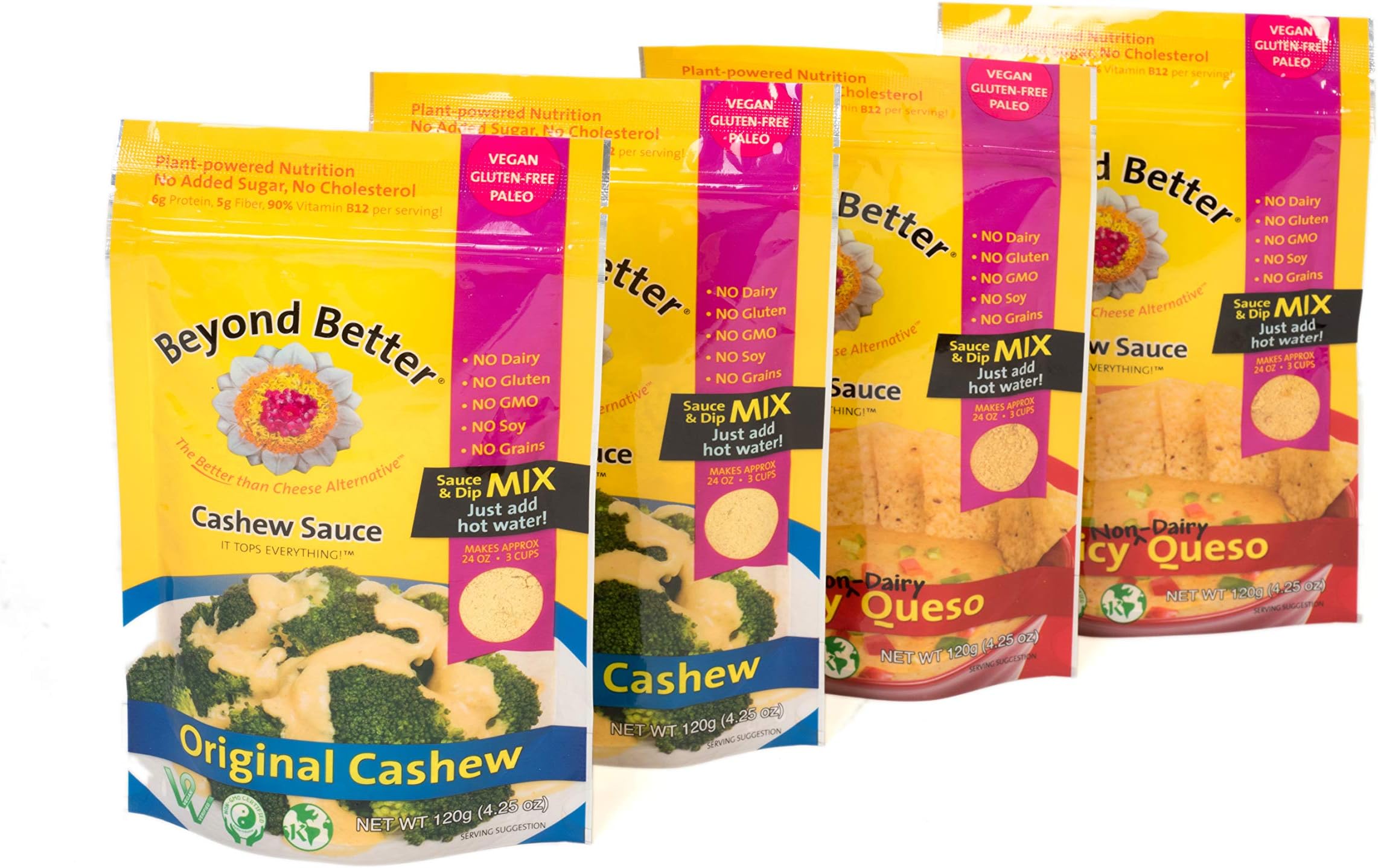 Boulder Vegans Cashew Cheese Alternative - 4 Pack Bundle {2 Original + 2 Spicy Queso}