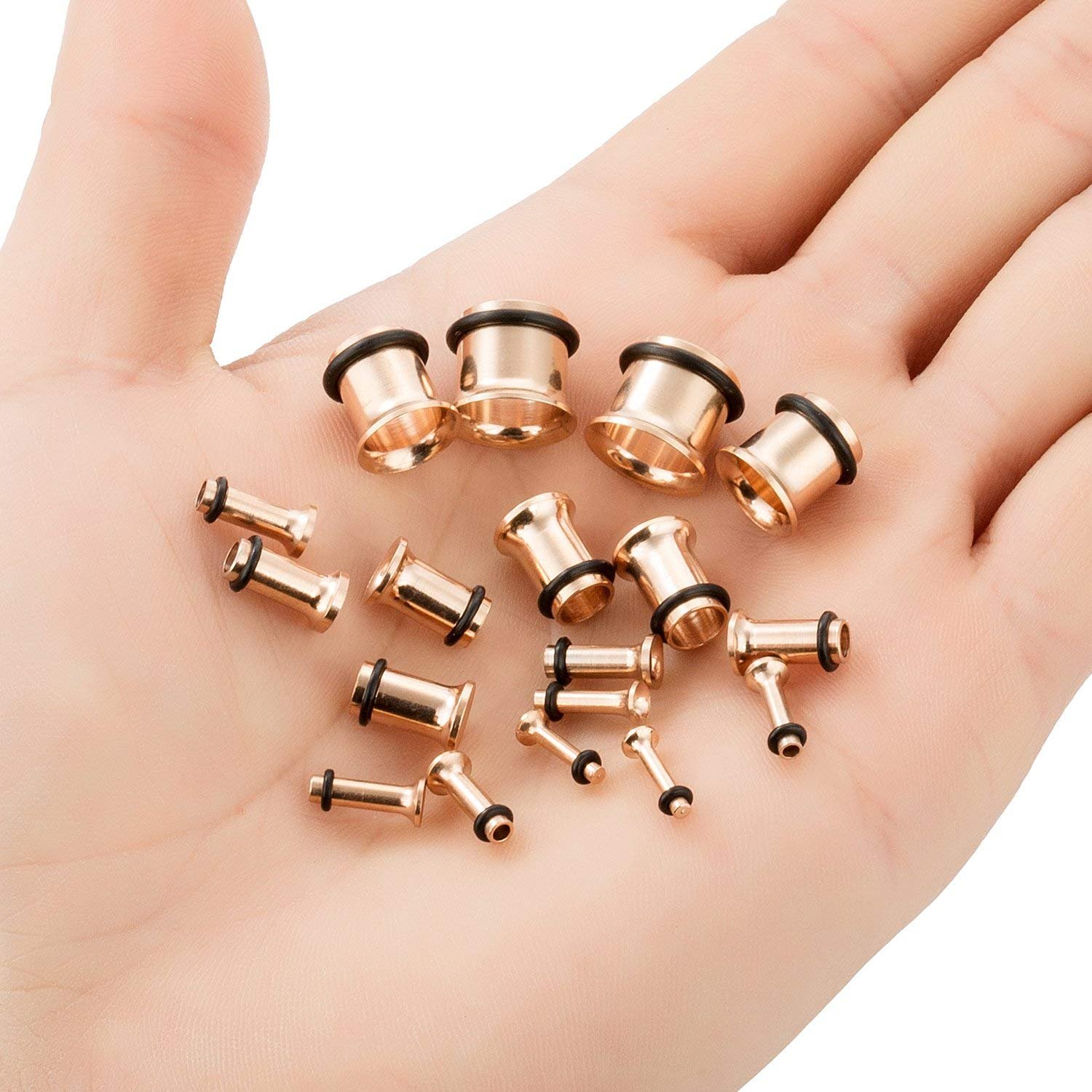 KUBOOZ Zestaw 9 par ze stali nierdzewnej Single Flare Plugs Tunele Tunele Stretcher Piercings Unisex Size 14G-00G