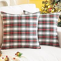 Vista 1 de Aqothes - Paquete de 2 fundas para cojines decorativos de Navidad, con estampado de cuadros escoceses para decoración festiva de granja u hogar