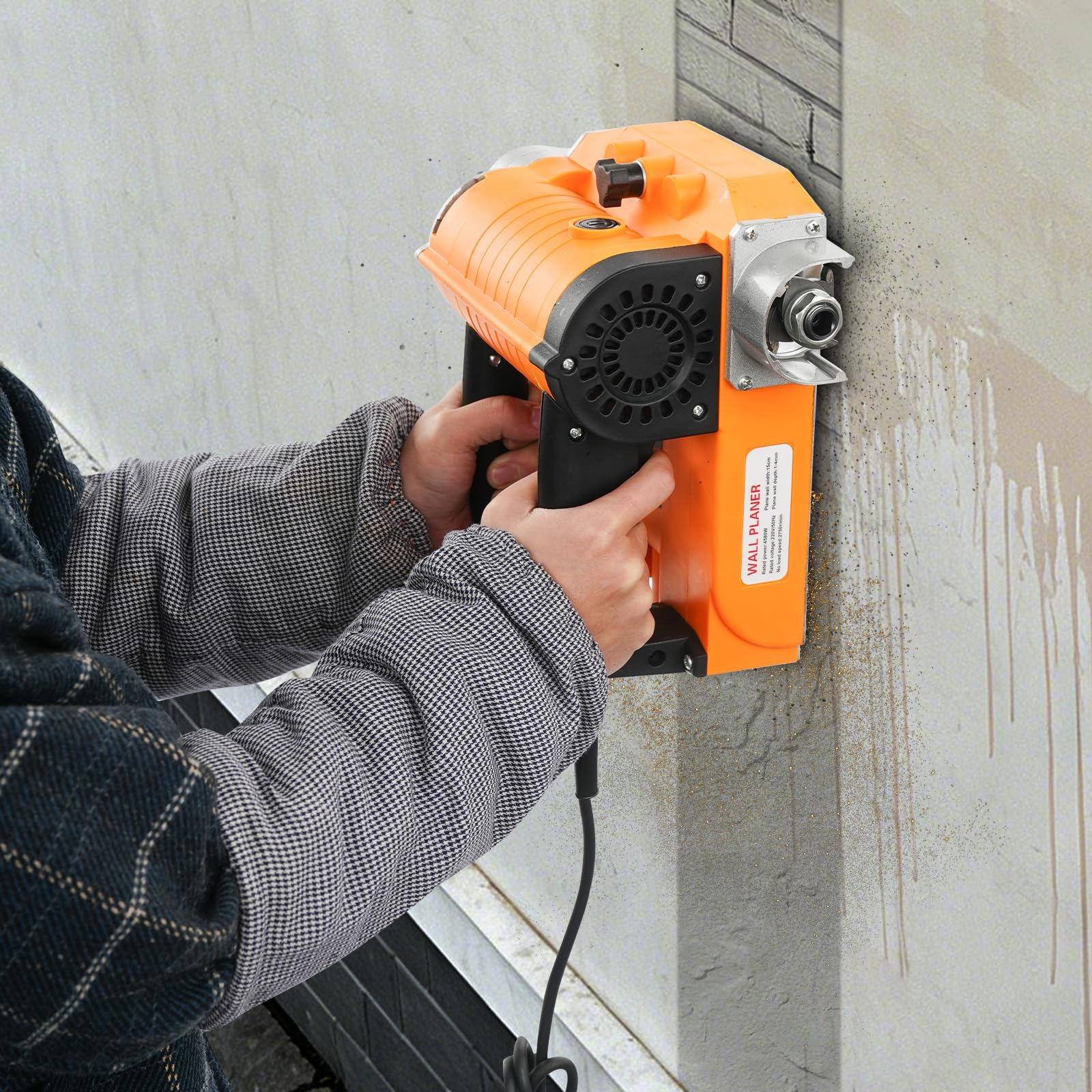 Elektryczna strug ścienny, 4580 W, przenośna szlifierka do betonu, frezarka tynkowa, 2750 obr./min, regulowana głębokość, strug ręczny do ścian cementowych, malowanych ścian, ścian szpachlowych