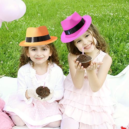 Miniatura 5 de Novelty Place Neon Plastic Party Hats, Fedora with Gangster Mafia Style Dark Glow Hats in Birthday, Music Party(1224 Pack)