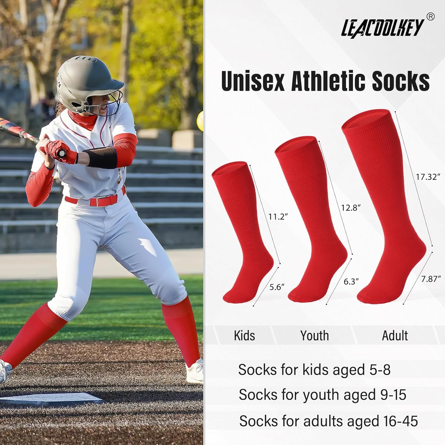 LEACOOLKEY Baseball Belt and Socks Combo Set Adjustable Softball Socks and Elastic Belt for Youth and Adult - Image 3
