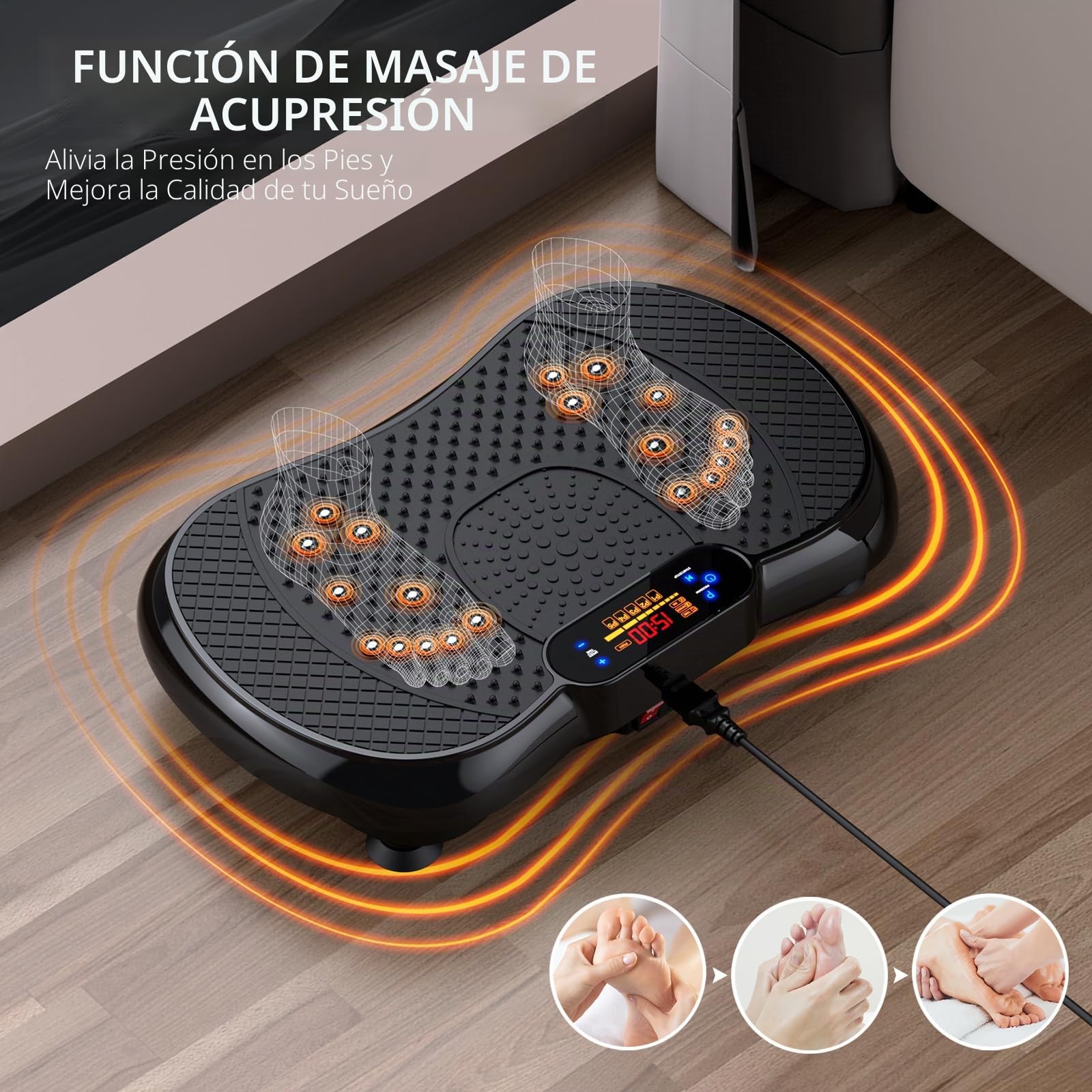 Placa vibratoria, Tabla de Fitness para Drenaje linfático, 999 Niveles