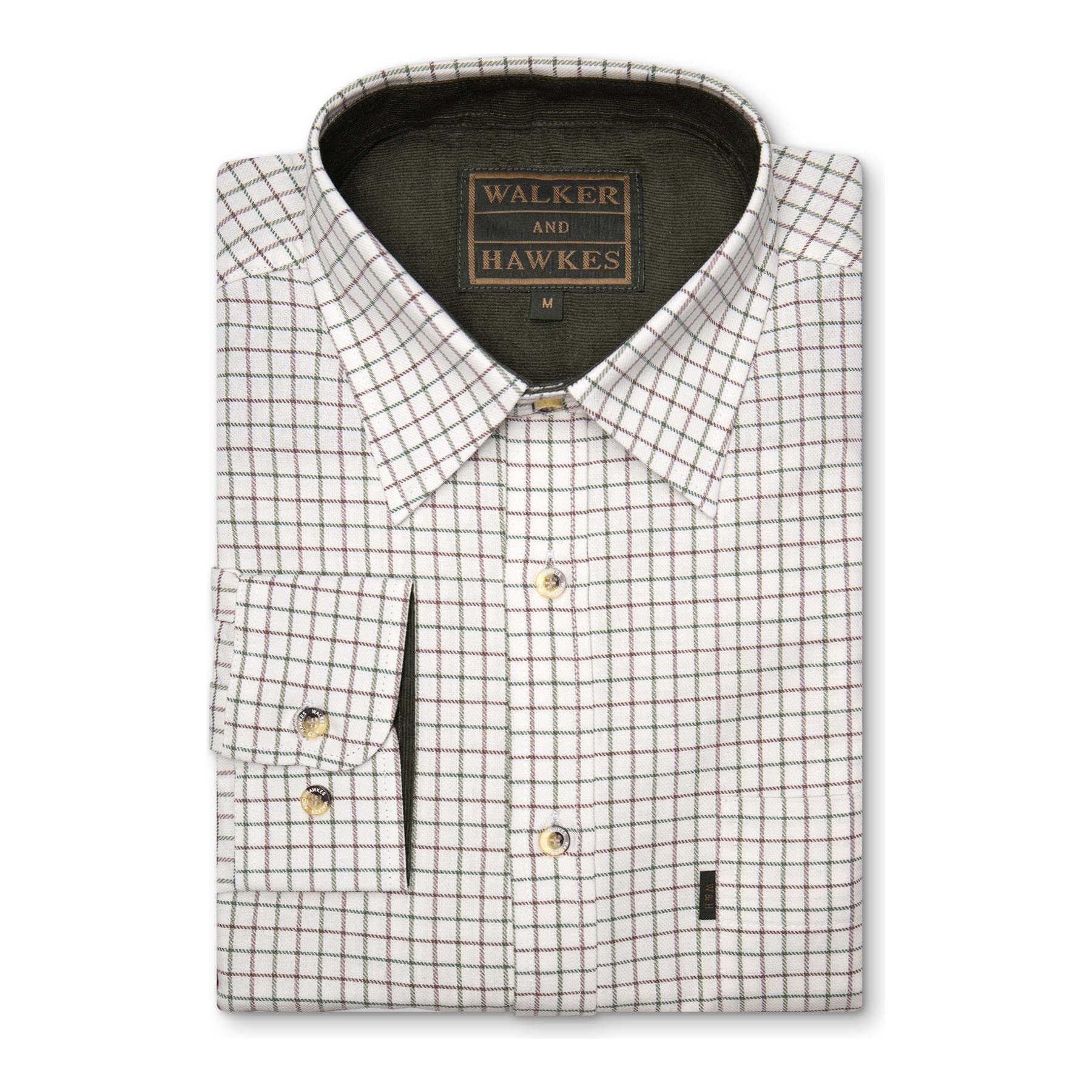 Walker and Hawkes - Camisa de Manga Larga para Hombre - 100% algodón - Estilo leñador - Estampado a Cuadros