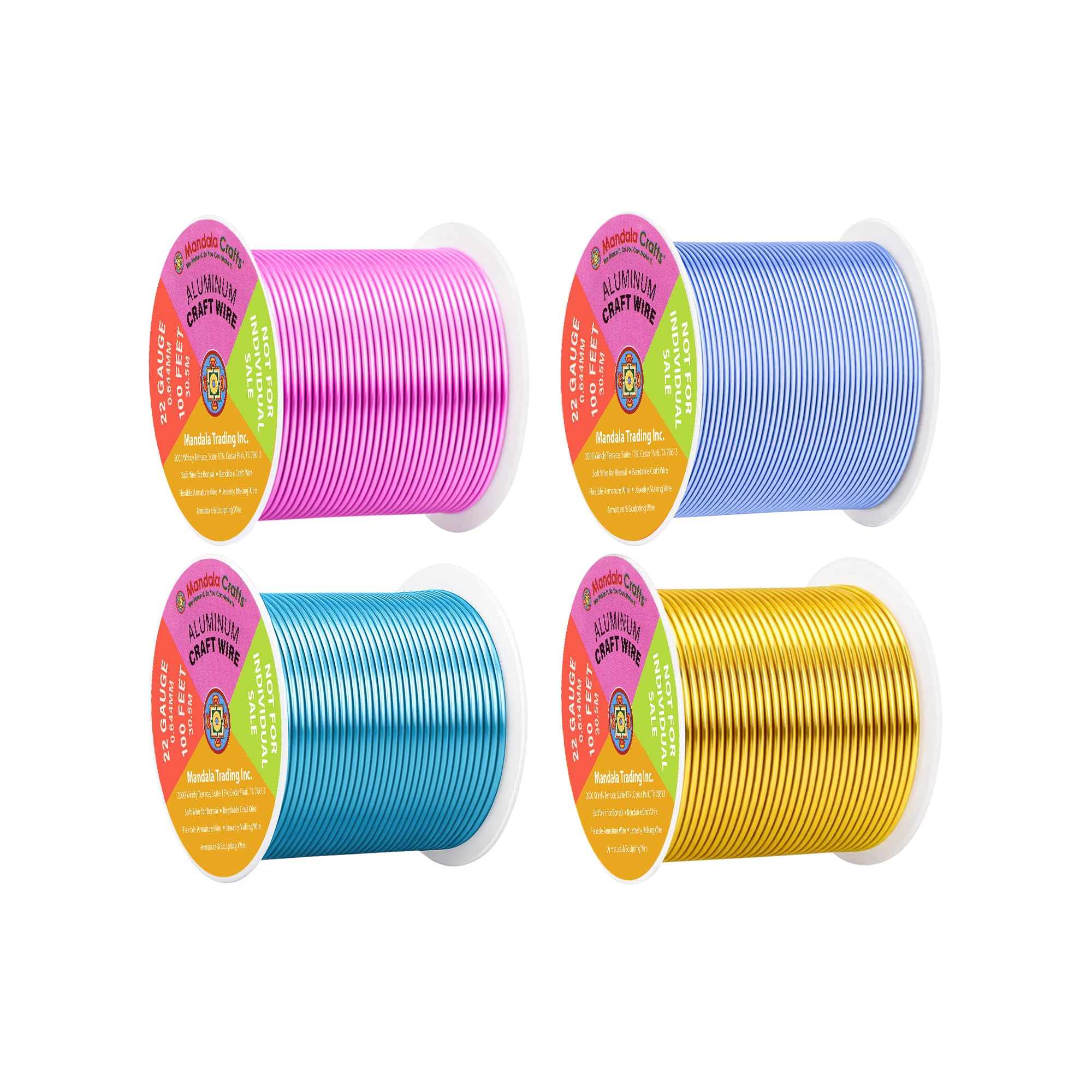 Mandala Crafts 22 Gauge Pastel Anodized Aluminum Craft Wire, 400 FT