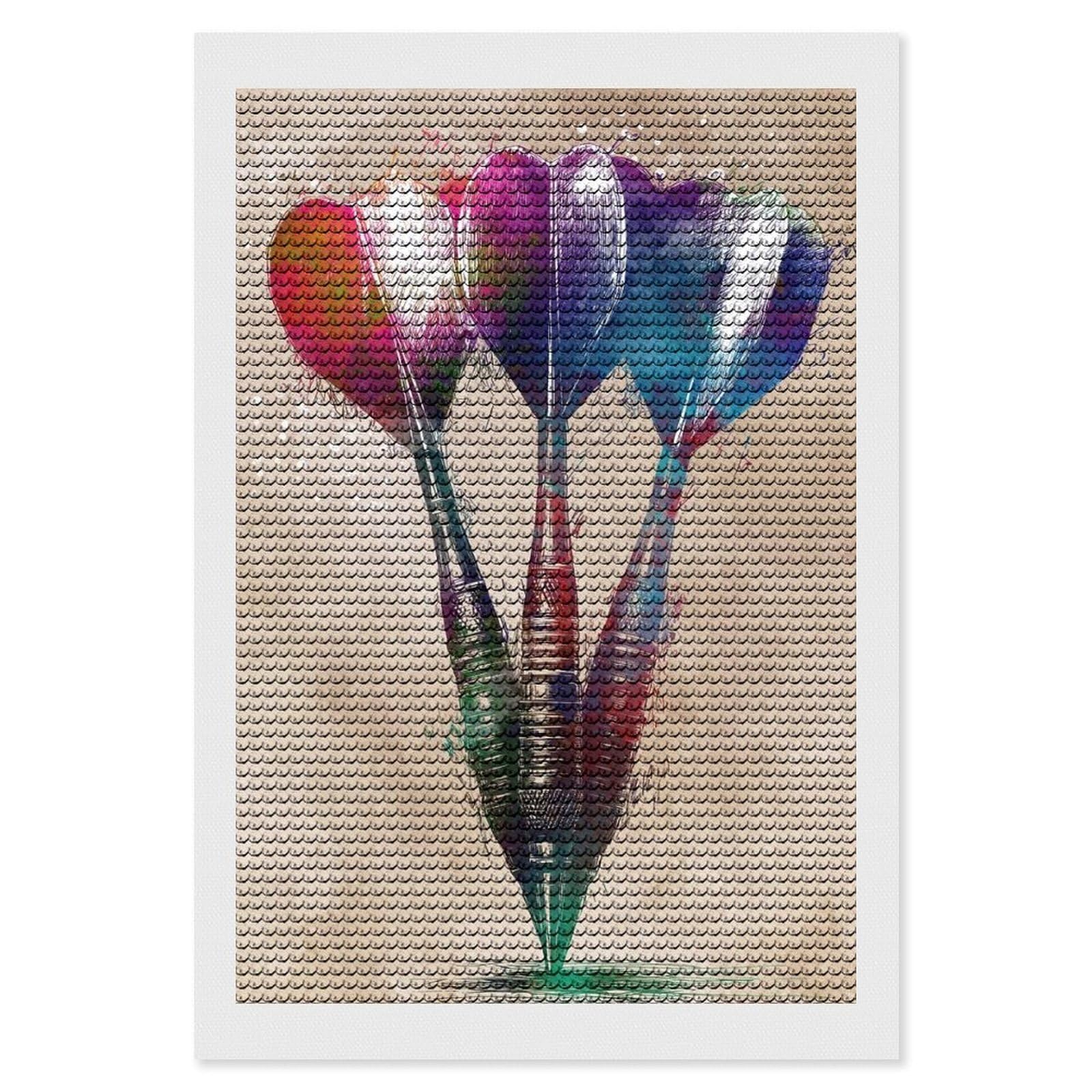 Junmoney Watercolor Darts Art Diamond Art Kit 8"x12", Neat Printed Canvas, Finish and Display, Relaxing DIY Hobby, Living Room Decor