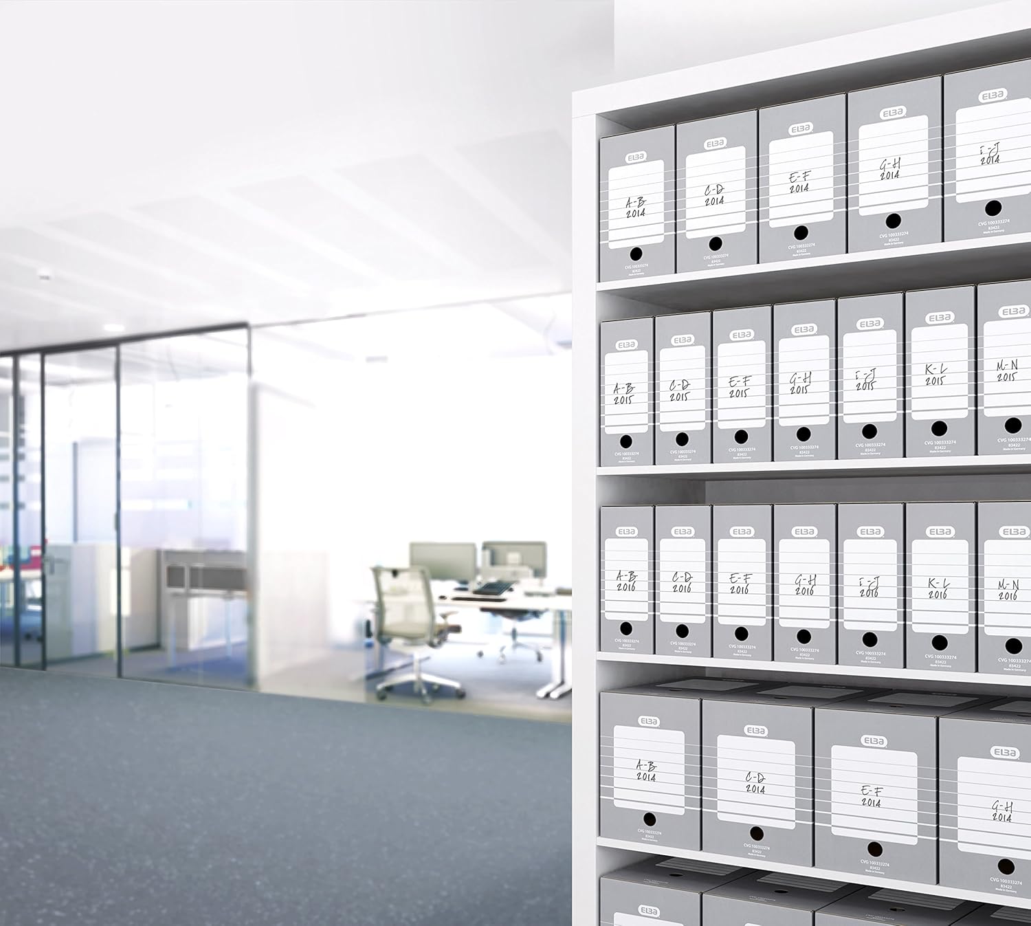 Elba tric 100552039 Storage Box for Files without Tabs for A4 Documents or Hanging Files Ablageschachtel Grey/white