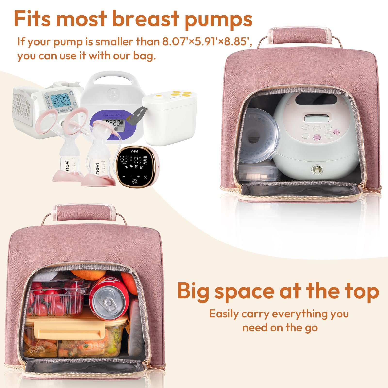 NCVI Bolsa para sacaleches, mochila compatible con Spectra S1, S2, Medela, bolsa de leche materna separable de doble capa con enfriador, bolsa de pañales multifuncional para trabajar y amamantar fuera