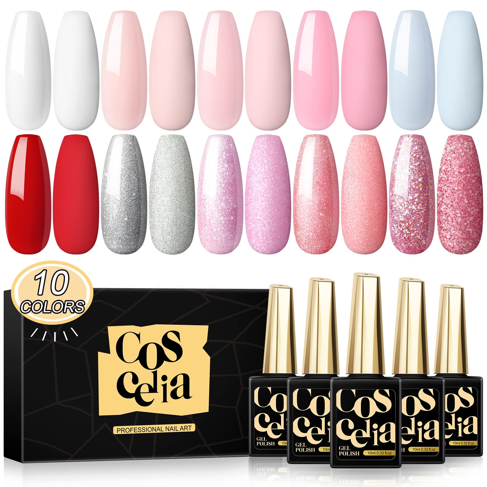 Photo 1 of 10 Colors Gel Nail Polish Kit for Beginners Fall Summer Colors Gel Polish Nude White Pink Red Gel Nail Kit Gifts for Women Girls Home DIY10ML 3