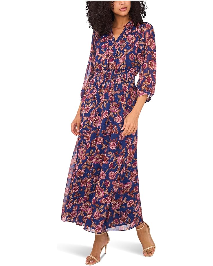 Vince Camuto 3/4 Puff Sleeve Tie Neck Maxi Dress - Main View