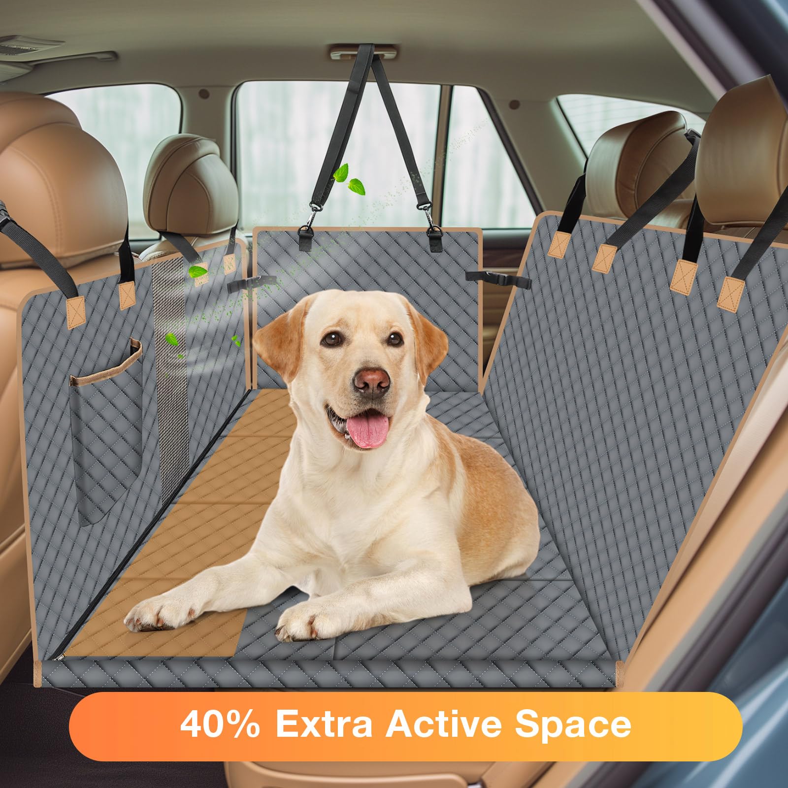 Lekespring Coprisedile Auto per Cani con Pannello di Fibra Rigido | Telo Auto per Cani Resistente, Antigraffio e Impermeabile - Adatta a Tutti i Tipi di Auto - Grigio