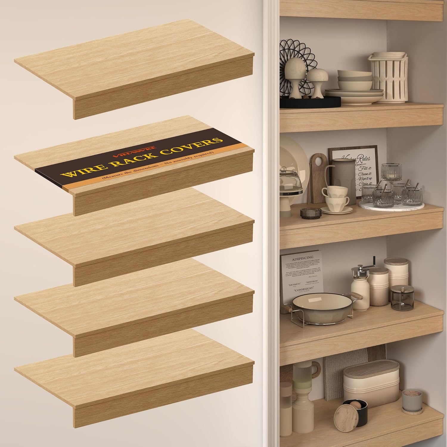 Wire Shelf Covers, Shelf Covers for Wire Shelving, 0.39 Inch Thick (Not Wood), Wire Rack Covers with Moisture Resistant and No Installation for Pantry, Closet, Kitchen (5Pcs, 30"x16")