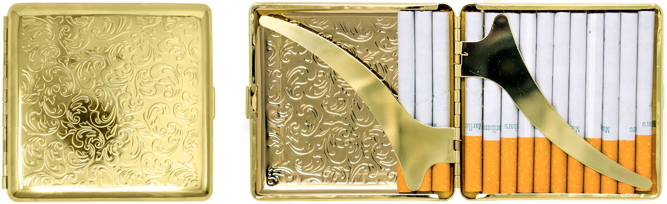 gold plated cigarette case Amazon.com: Set of 2 Metal-Plated King Size Cigarette Case & Stash Box (Gold  Victorian Print) : Health & Household