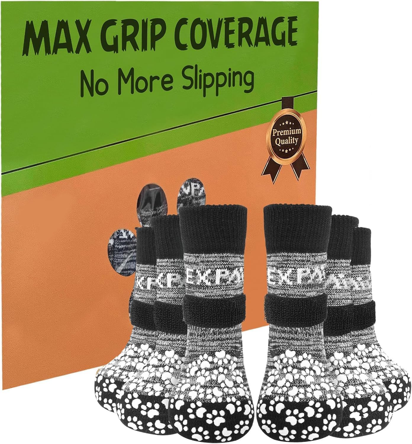 EXPAWLORER 6Pcs Anti-Slip Dog Socks to Prevent Licking Paws,Dog Shoes for Hot/Cold Pavement,Best Paw Protector Traction Control on Hardwood Floor,Dog Booties for Puppy Small Medium Large Senior Dogs