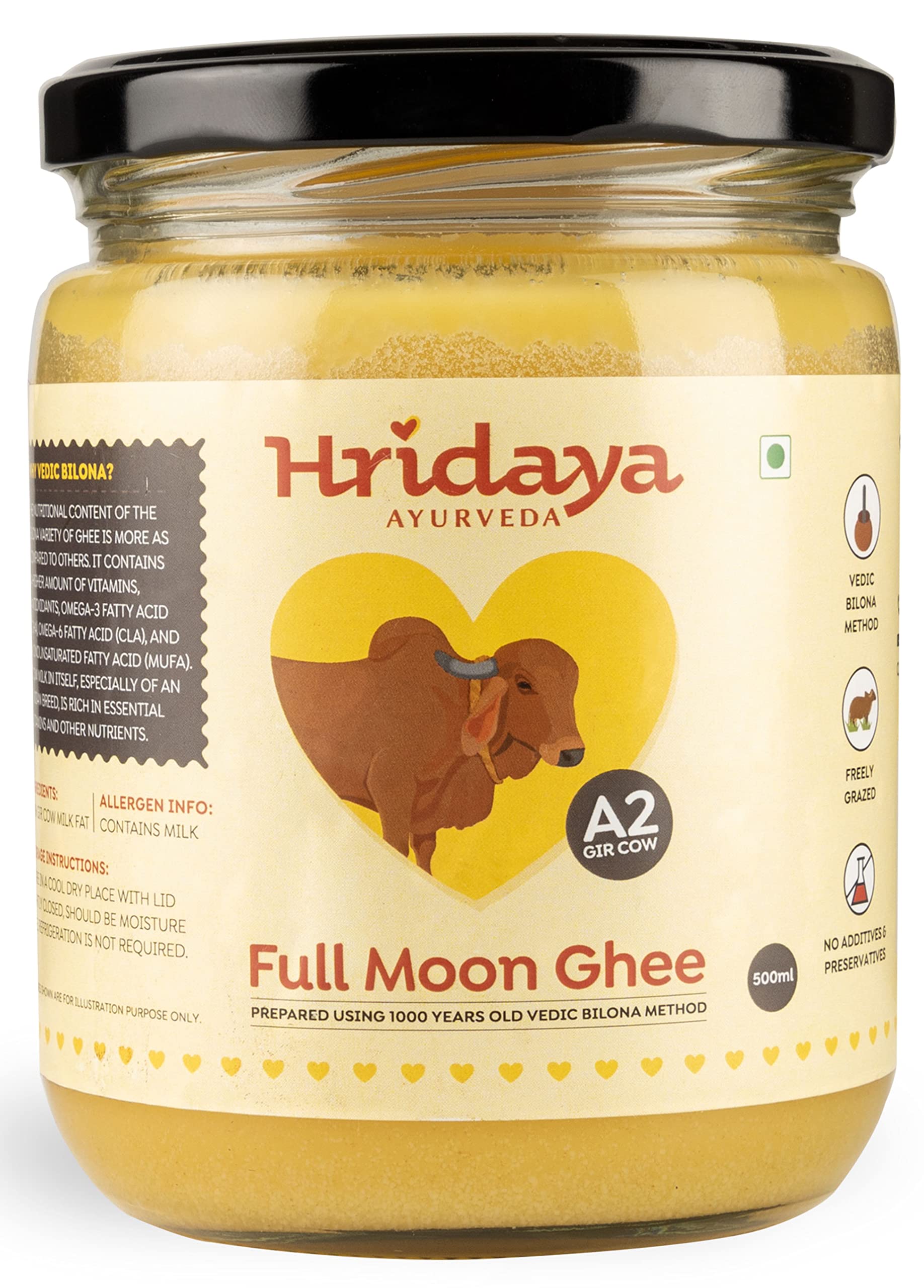 Buy Hridaya Ayurveda A2 Gir Cow Ghee 500 ml Vedic Bilona Method Curd