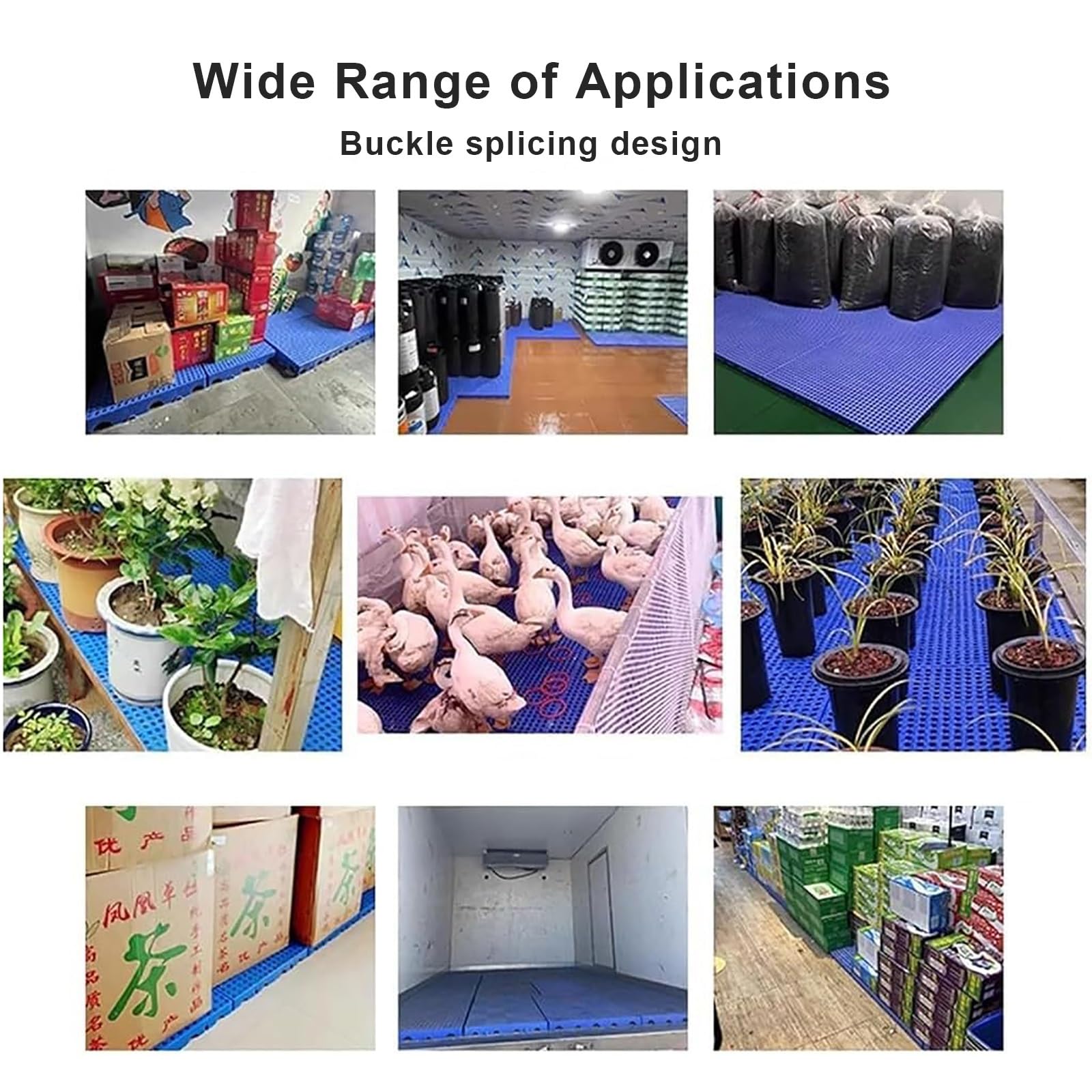 Wodoodporna plastikowa paleta do piwnicy i garażu, lekka, antypoślizgowa podkładka z siatki HDPE, oddychająca platforma podłogowa do supermarketów i artykułów dla zwierząt domowych (100 x 50 x 3 cm)
