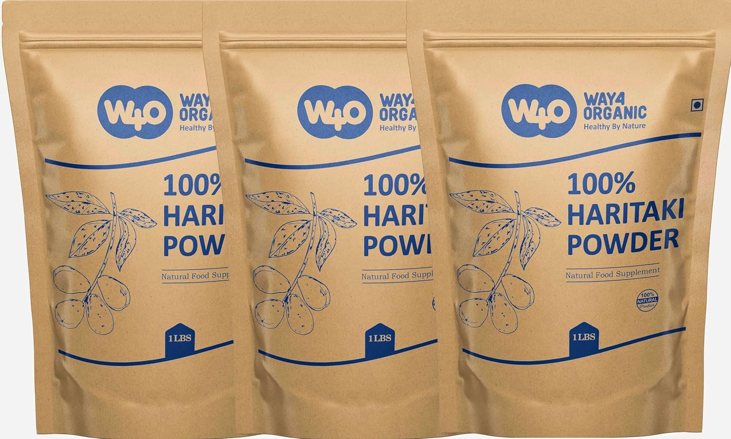 Haritaki Powder 48 Ounces (3 Pounds), Pack of 3, Terminalia Chebula (Kadukkai), Best Detoxification – Way4Organic