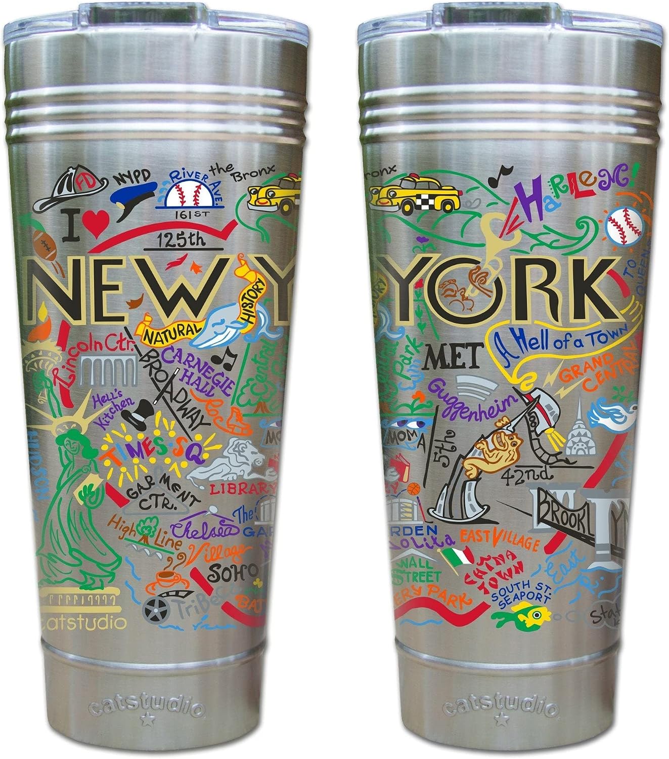 catstudio New York City Thermal Tumbler | Triple Wall Insulation With Non Slip Bottom | Great Travel Cup for Water, Coffee, Tea, or Smoothies