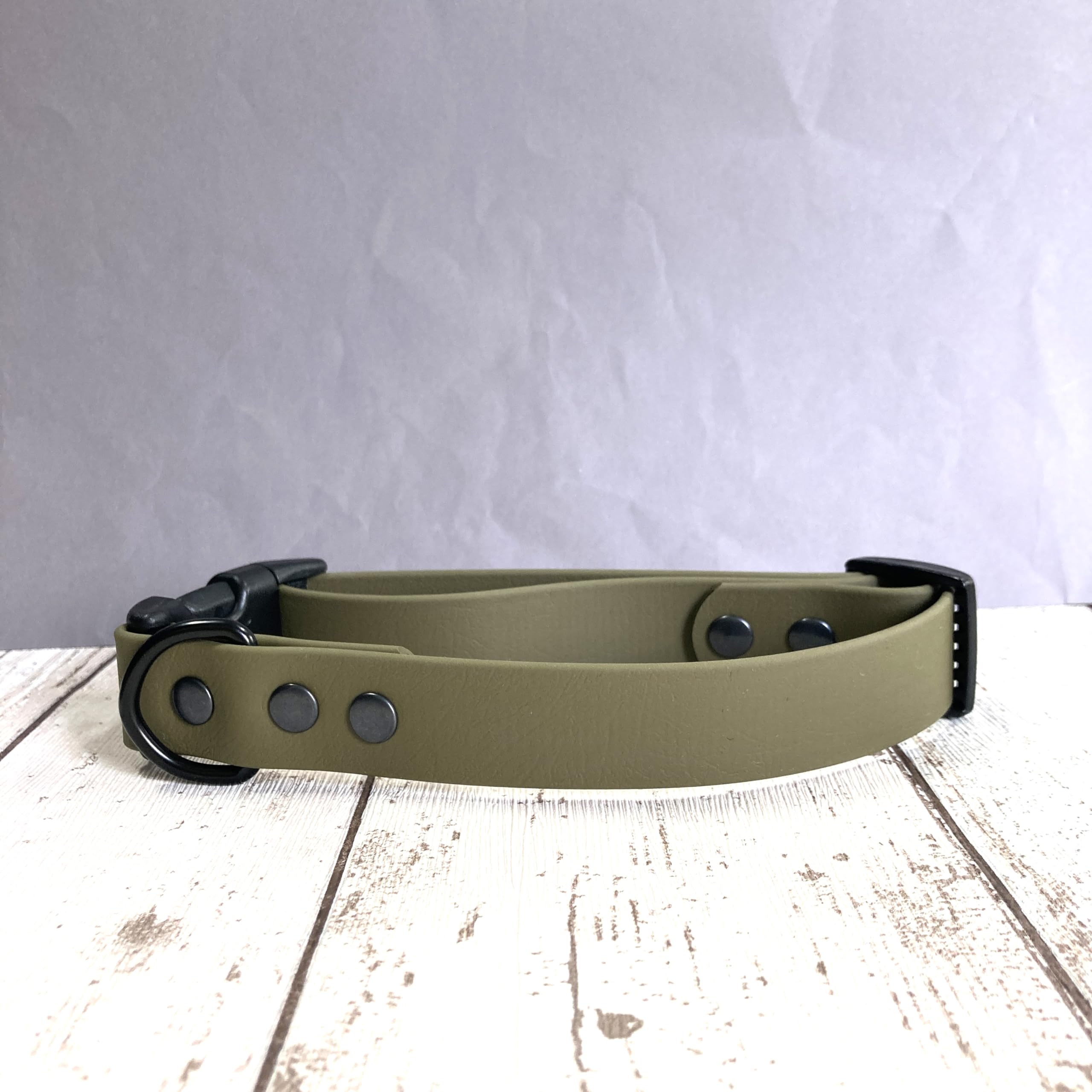 Genuine Biothane Waterproof Dog Collar with Quick Release Clasp (Olive, S) — image 1