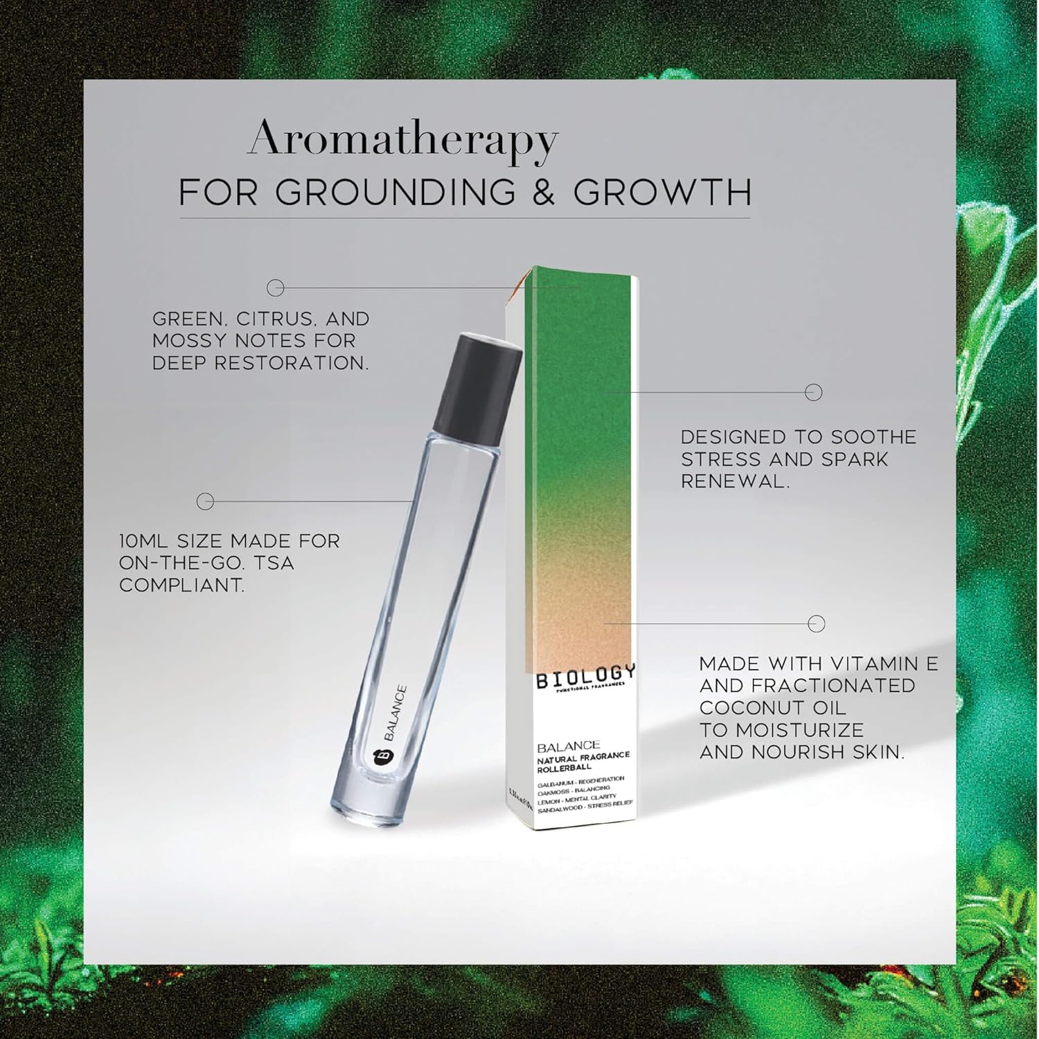 Rollerball - Balance - Oakmoss, Galbanum & Lemon - Green Citrus & Woods - 100% Natural Clean Perfume, 10ml - Image 2