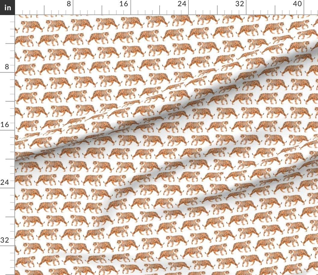 Spoonflower Fabric - Watercolor Tiger Circus Cat Lion Printed on Petal Signature Cotton Fabric by The Yard - Sewing Quilting Apparel Crafts Decor