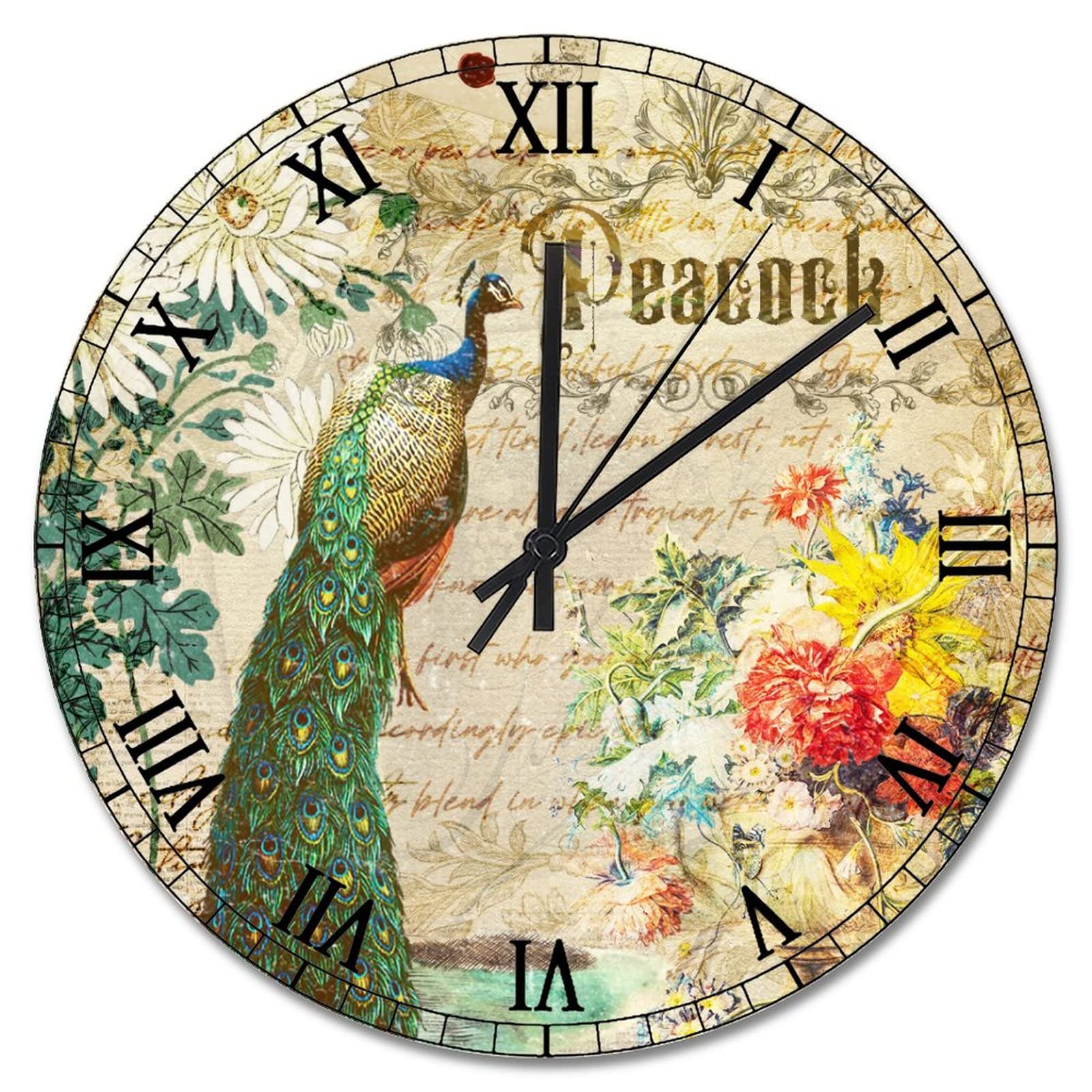 Horloge murale vintage turquoise 38 cm a piles mouvement silencieux pour grande chambre