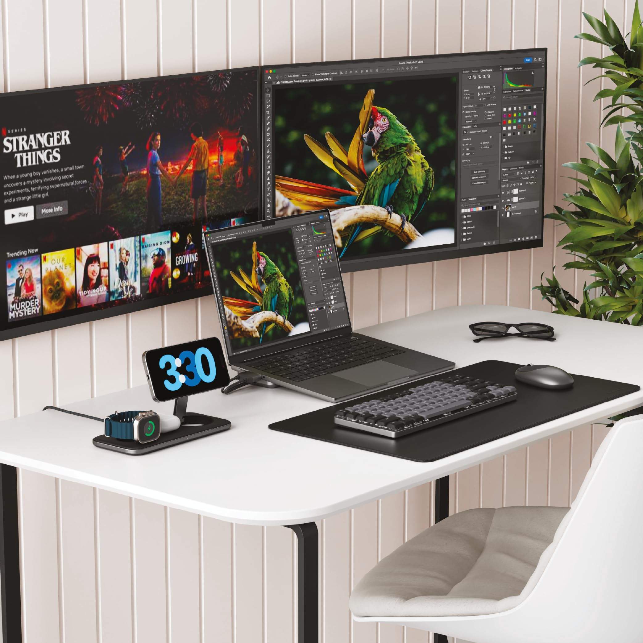SATECHI kompakte 3-in-1 Qi2Ladestation, 15 W + 5 W | Lädt iPhone 12–17, Apple Watch und AirPods gleichzeitig, Netzteil enthalten
