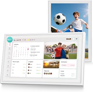 Airzeen Digitaler Kalender, Elektronischer Wandkalender für Familienplaner, Tag, Woche, Monat Planer, 10.1" Familienkalender mit Bilderrahmen, Aufgaben, Belohnungen, Mahlzeiten, Wetter, Listen, Wecker