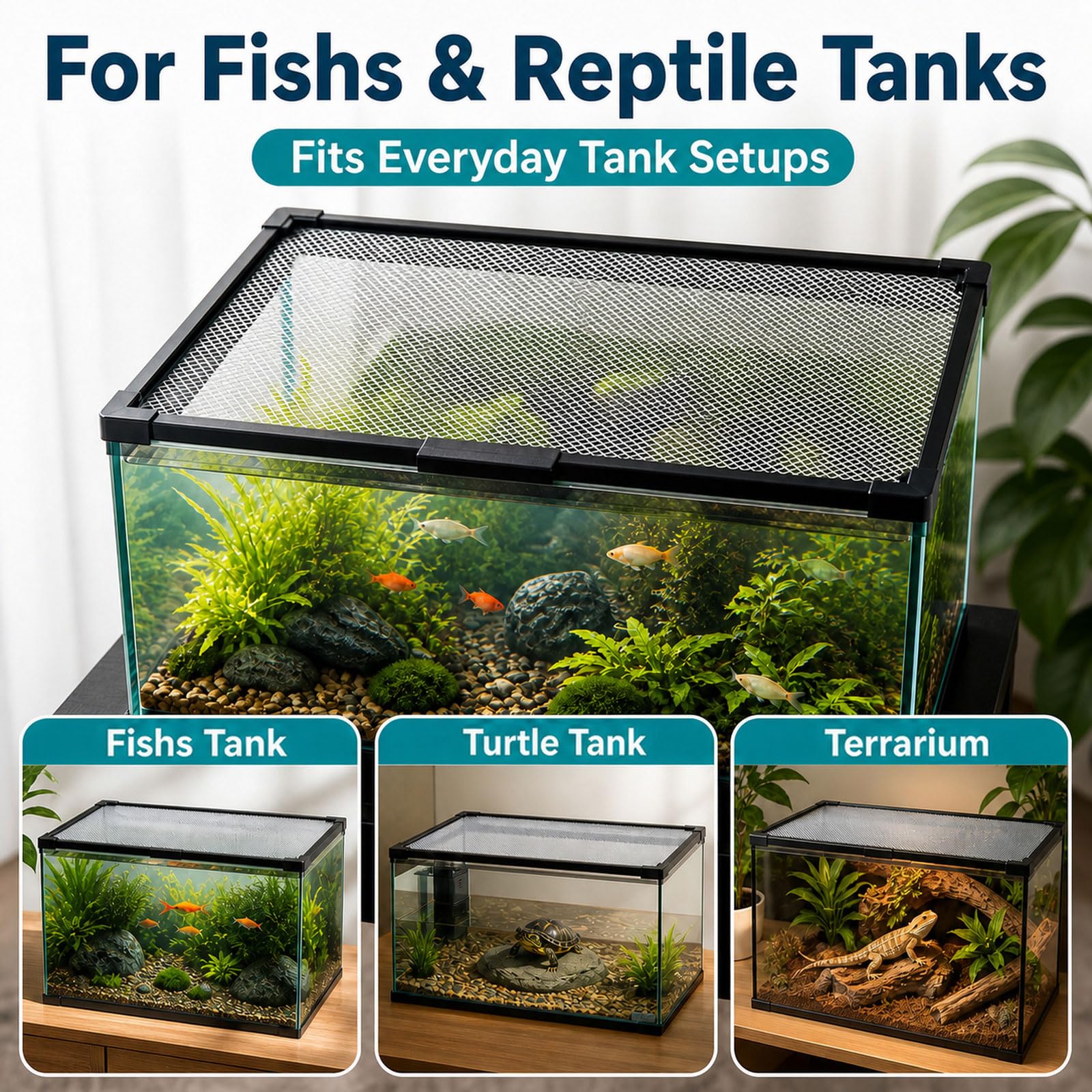 Magnetische Aquariumabdeckung,Fischtankdeckel Schutznetz,Fischs Aquarium Anti-Jumping Netzabdeckung,Transparency,Zuschneidbar,für Büros und Lobbys,Reisen,Tierhandlungen