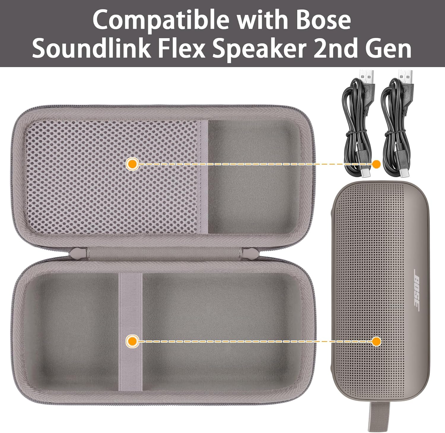 Hard Case and Silicone Cover for Bose SoundLink Flex 2nd Gen Bluetooth Speaker