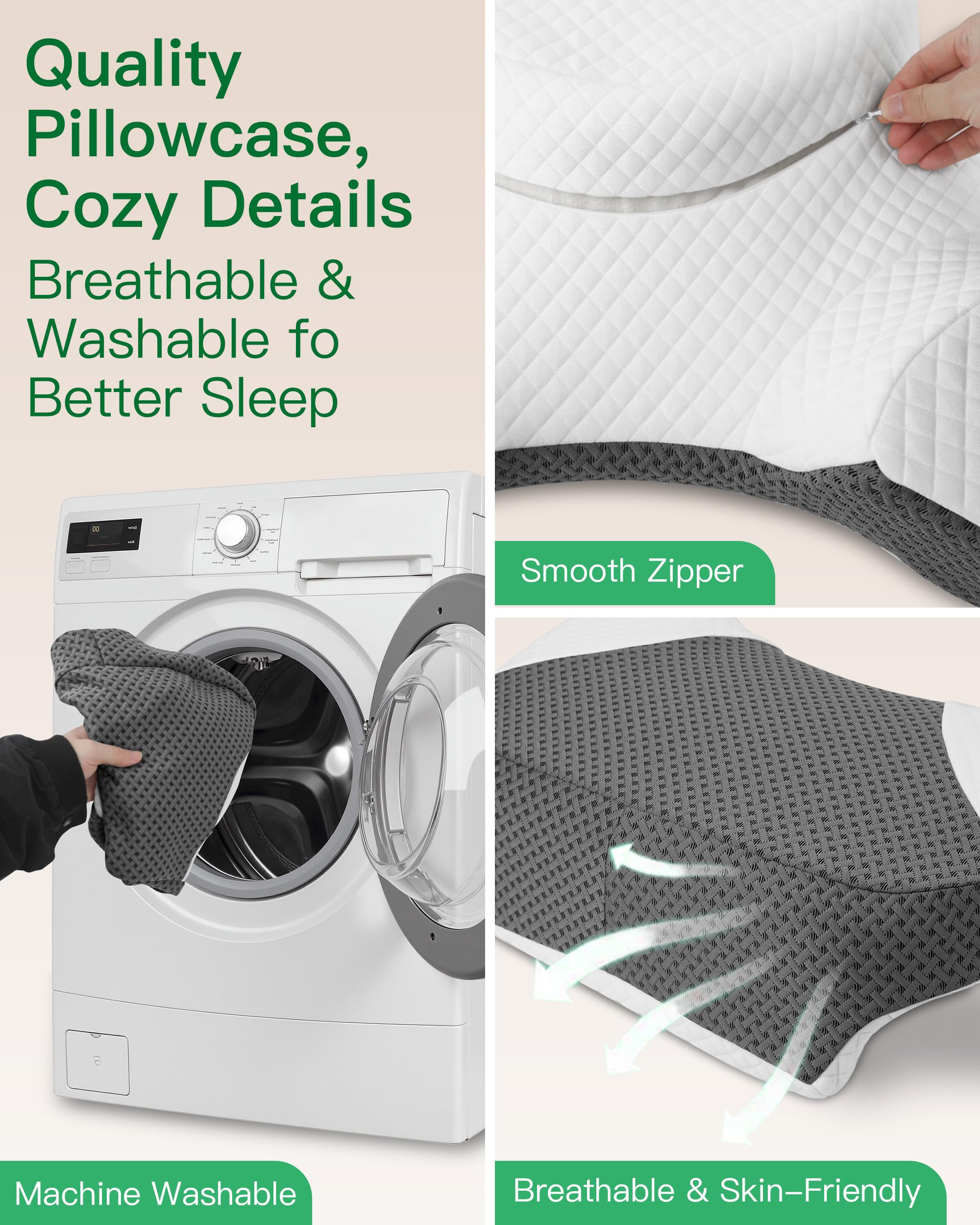 Cuscino per Chi Dorme di Lato con Foro per Braccia, Cuscini Ergonomico in Memory Foam, Allevia Pressione su Spalle e Braccia, per Dormitori su Lato, Cuscino con 3 Fori per il Braccio