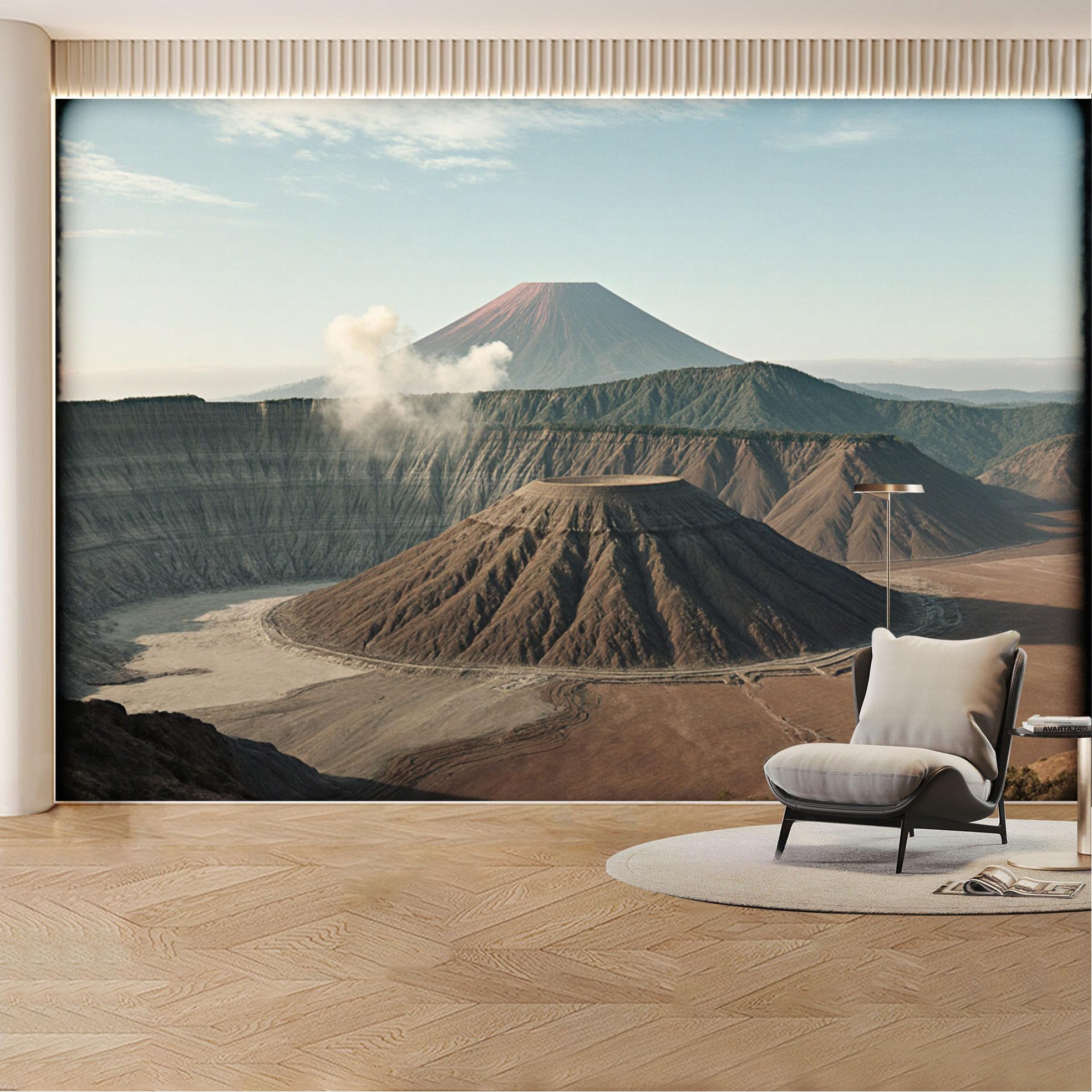 Custom Wall Mural Wallpaper Volcanic Mountain Landscape， Nature， 3D Effect， Large Wall Art， Misty， Luxury Removable SelfAdhesive Large Photo for Living Room， Bedroom， Office