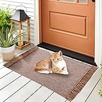 Vista 13 de MitoVilla Juego de 2 alfombras de baño estilo bohemio de granja, 2 unidades, 2 x 3 pies + 2 x 4.3 pies, alfombra de pasillo pequeña color marrón