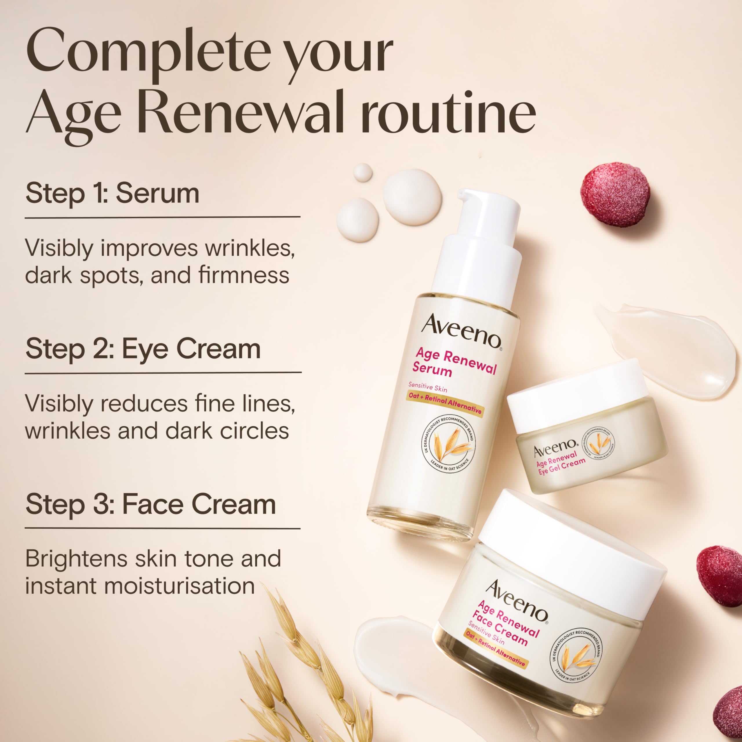 AVEENO Age Renewal Face Cream (1 x 50ml), Oat + Retinol Alternative, Gentle on Sensitive Skin - Image 4