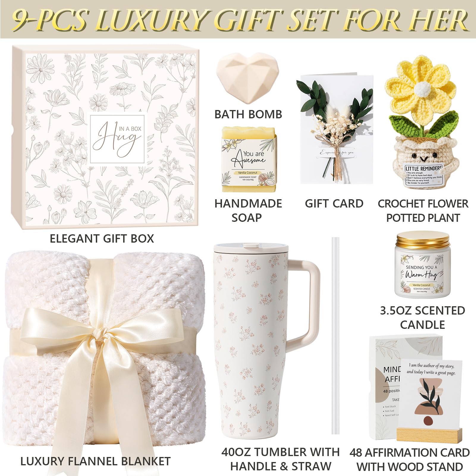 Regalo per la festa della mamma per la mamma e le donne, regalo di compleanno per la cura di sé, cestino regalo per il bagno alla vaniglia e cocco, confezione regalo per lei con biglietti di