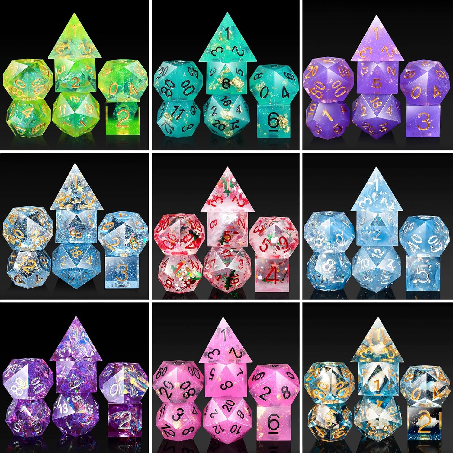 DNDND Mystery DND Dice,Random Sharp Edge Dice Set with Gorgeous Gife Case for Dungeons and Dragons (Mystery Sharp Dice)