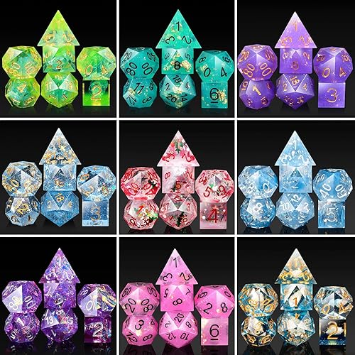 Miniatura 5 de DNDND Dados misteriosos DND, juego de dados de borde afilado aleatorio con magnífica funda de regalo para Calabozos y Dragones (Dados misteriosos